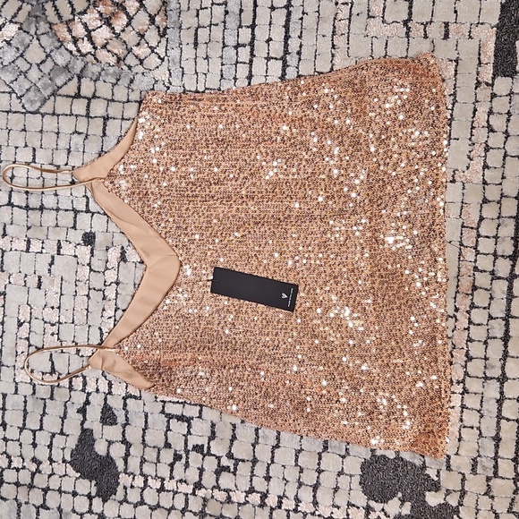 Lulus Sparkling Glimpse Rose Gold Sequin Sleeveless Cami Top NWT - Picture 9 of 11